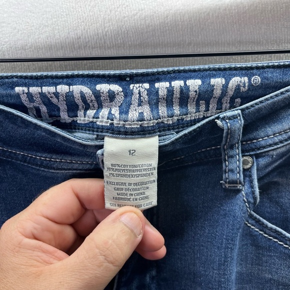 Hydraulic Blue Denim Distressed Jegging Jeans Womens 12 Stretch Cute 2314 - Picture 2 of 9